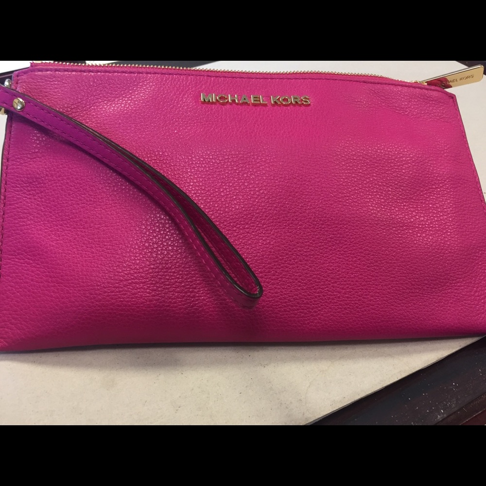 Michael Kors hot pink wristlet/clutch